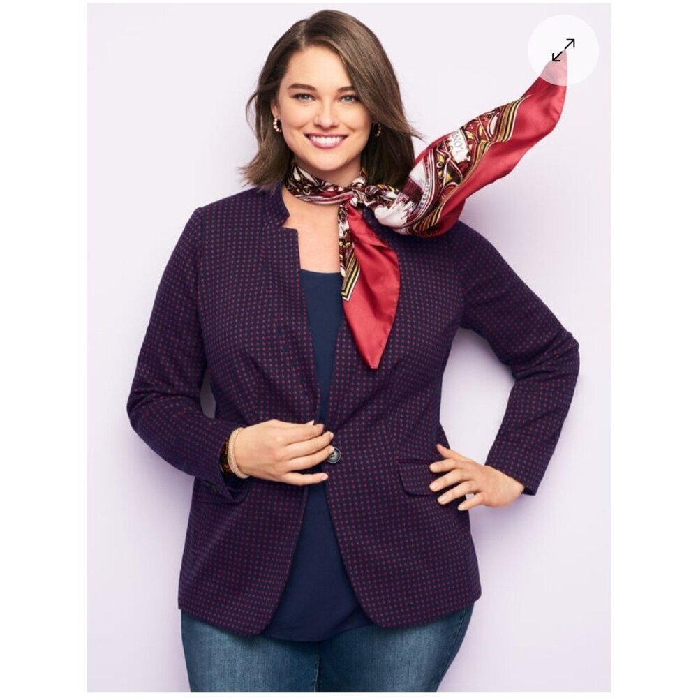 Talbots Aberdeen Jacquard Check Knit 1-Button Collared Blazer Womens Career 24W - Picture 1 of 12